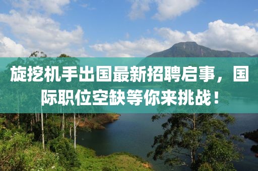 旋挖机手出国最新招聘启事，国际职位空缺等你来挑战！