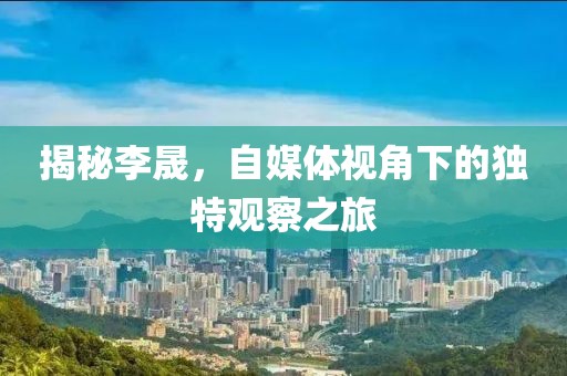 揭秘李晟，自媒体视角下的独特观察之旅