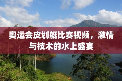 奥运会皮划艇比赛视频，激情与技术的水上盛宴