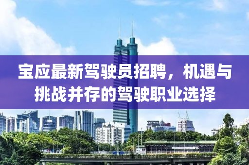 宝应最新驾驶员招聘，机遇与挑战并存的驾驶职业选择