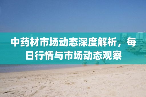 中药材市场动态深度解析，每日行情与市场动态观察