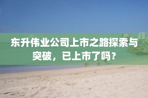 东升伟业公司上市之路探索与突破，已上市了吗？