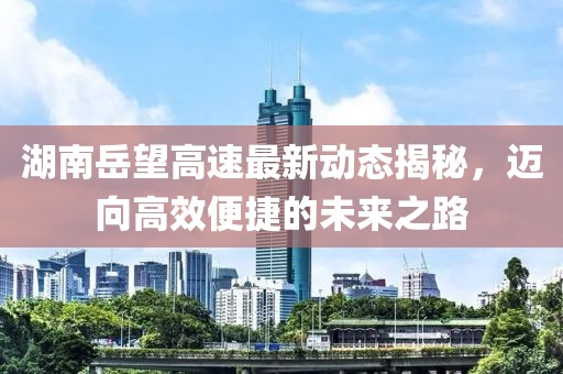 湖南岳望高速最新动态揭秘，迈向高效便捷的未来之路