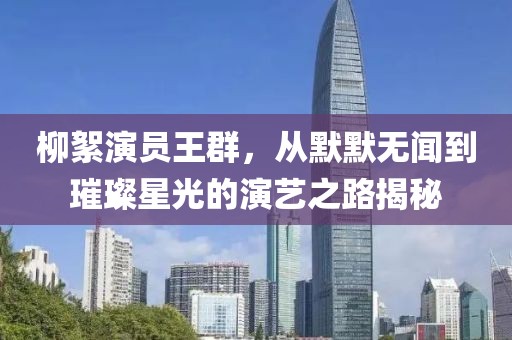 柳絮演员王群，从默默无闻到璀璨星光的演艺之路揭秘