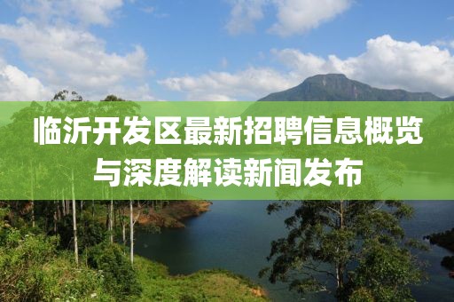 临沂开发区最新招聘信息概览与深度解读新闻发布