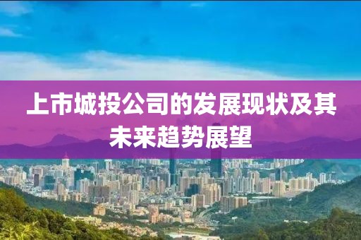上市城投公司的发展现状及其未来趋势展望