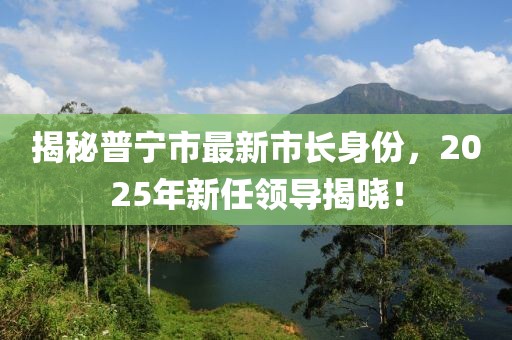 揭秘普宁市最新市长身份，2025年新任领导揭晓！