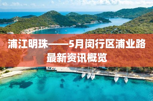 浦江明珠——5月闵行区浦业路最新资讯概览