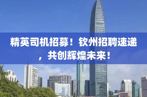精英司机招募！钦州招聘速递，共创辉煌未来！