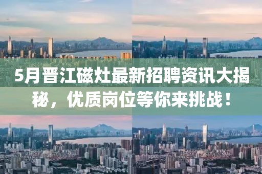 5月晋江磁灶最新招聘资讯大揭秘，优质岗位等你来挑战！